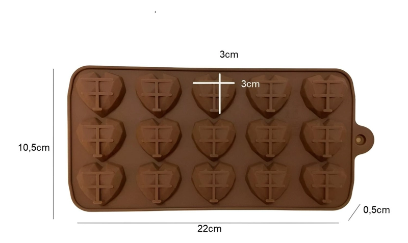 2 MOLDES MINI CORAZON DIAMANTE MOLDE CORAZON GEOMETRICO 15 MARRON - 3
