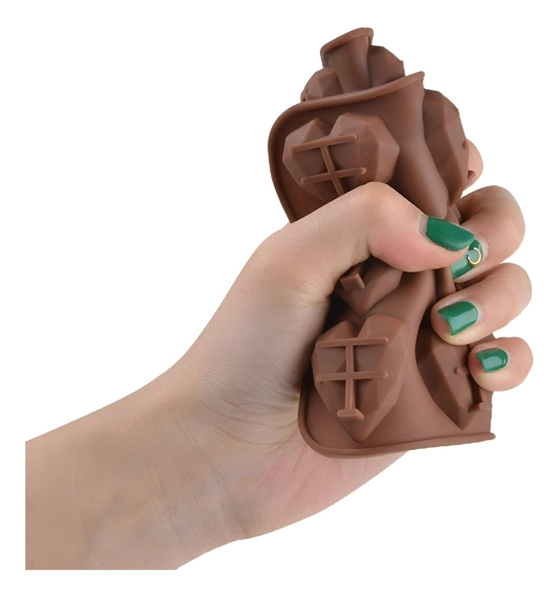 2 MOLDES MINI CORAZON DIAMANTE MOLDE CORAZON GEOMETRICO 15 MARRON - 5