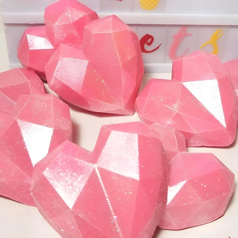 2 MOLDES MINI CORAZON DIAMANTE MOLDE CORAZON GEOMETRICO 15 MARRON - 6