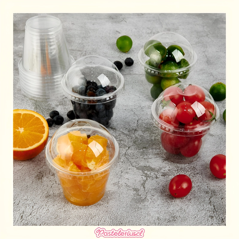 PACK X200 VASOS DESECHABLES CON TAPA CUPULA CON AGUJERO 9OZ VASOS DE PLASTICO TRANSPARENTES - 4