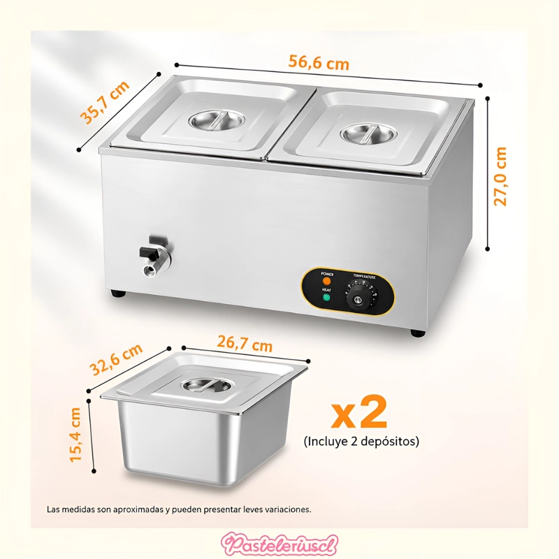 BAÑO MARIA ELE CTRICO DOBLE CALENTADOR COMERCIAL 1500W CALENTADOR DE VAPOR ELE CTRICO - 3