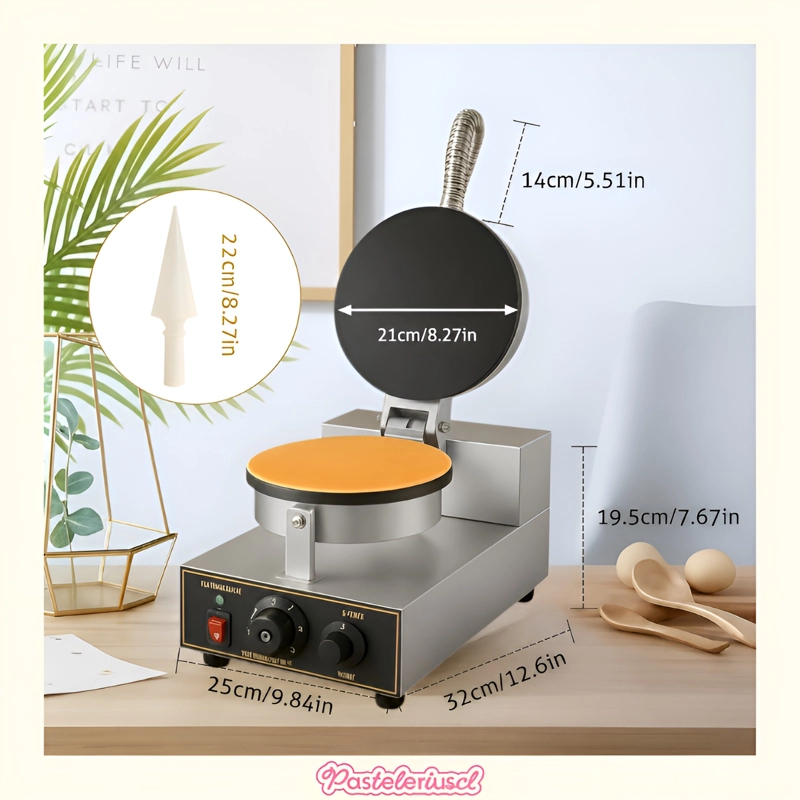 MAQUINA BARQUILLOS WAFLERA INDUSTRIAL WAFLES CONOS 1200W MAQUINA WAFLERA COMERCIAL - 3
