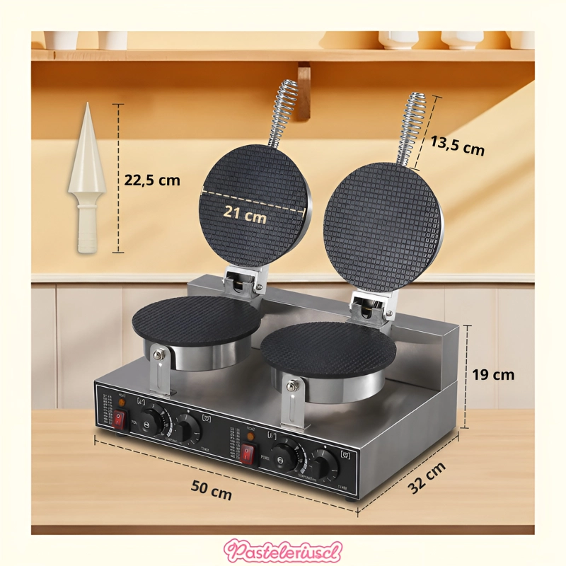 WAFLERA DOBLE MAQUINA PARA HACER BARQUILLOS WAFFLE 2400W - 3