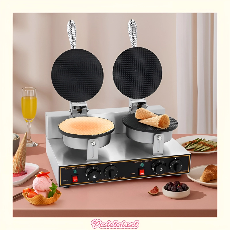 WAFLERA DOBLE MAQUINA PARA HACER BARQUILLOS WAFFLE 2400W - 7