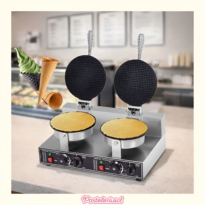 WAFLERA DOBLE MAQUINA PARA HACER BARQUILLOS WAFFLE 2400W - 8