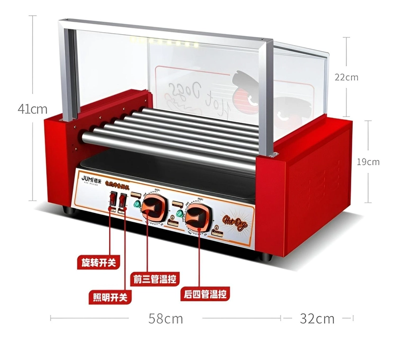 ROSTIZADOR VIENESAS PARRILLA HOT DOG CALENTADOR PAN 7 ROLLER - 3