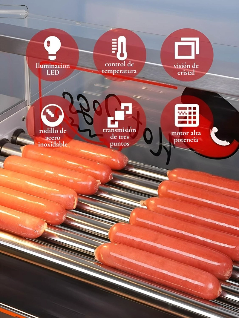 ROSTIZADOR VIENESAS PARRILLA HOT DOG CALENTADOR PAN 7 ROLLER - 7