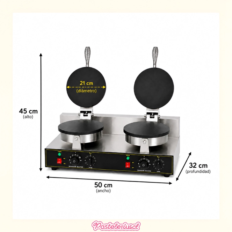 MAQUINA DE CONO DE HELADO DOBLE WAFFLES CUCHUFLIS 2.4W WAFLERAS DE ROLLO CUCHUFLIS - 3
