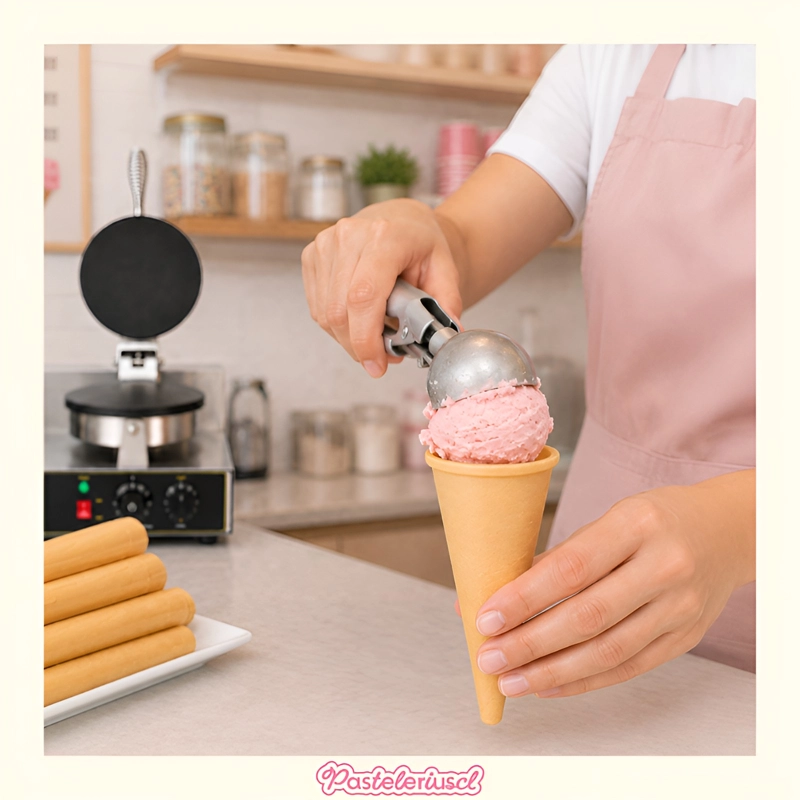 MAQUINA DE CONO DE HELADO DOBLE WAFFLES CUCHUFLIS 2.4W WAFLERAS DE ROLLO CUCHUFLIS - 4