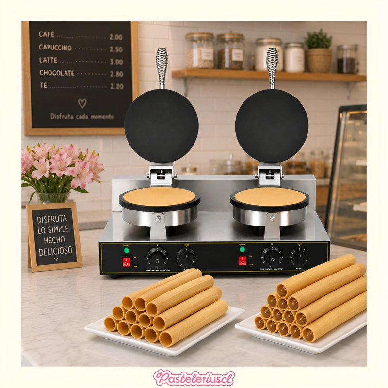 MAQUINA DE CONO DE HELADO DOBLE WAFFLES CUCHUFLIS 2.4W WAFLERAS DE ROLLO CUCHUFLIS - 5