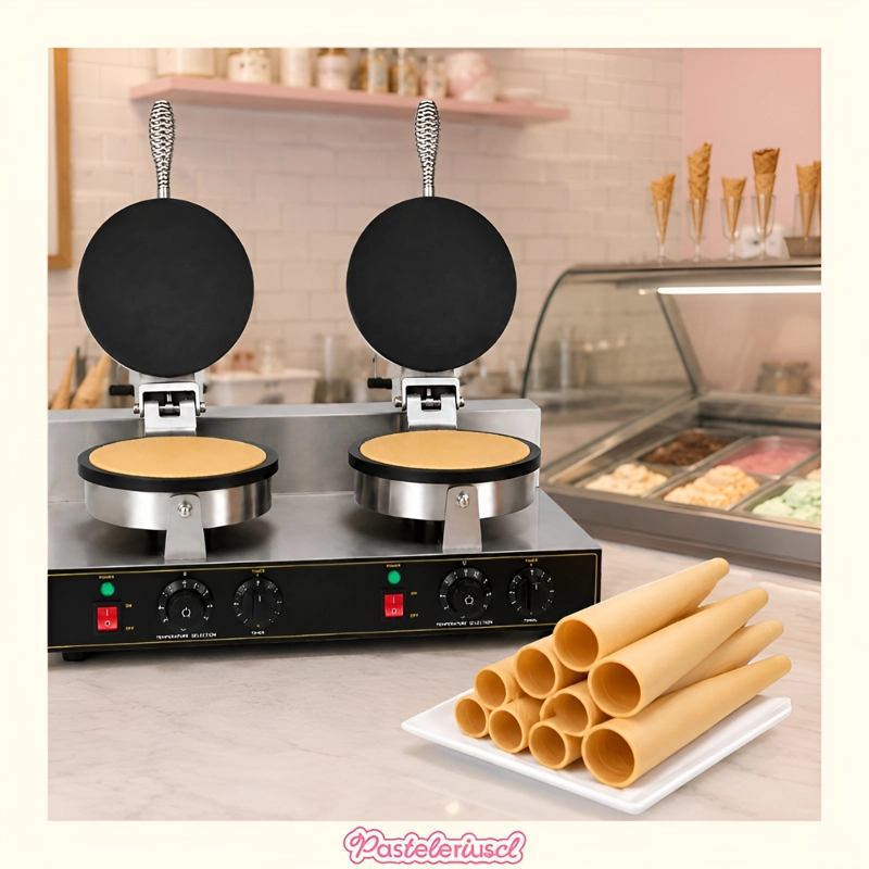 MAQUINA DE CONO DE HELADO DOBLE WAFFLES CUCHUFLIS 2.4W WAFLERAS DE ROLLO CUCHUFLIS - 7