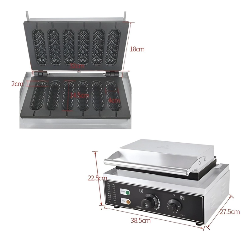 MAQUINA PARA WAFFLES HOT DOG MAKER WAFLERAS CON FORMAS 1550W - 3
