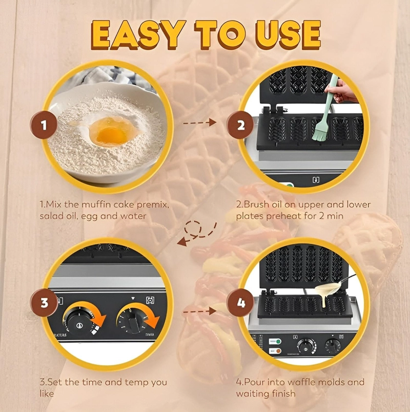 MAQUINA PARA WAFFLES HOT DOG MAKER WAFLERAS CON FORMAS 1550W - 6