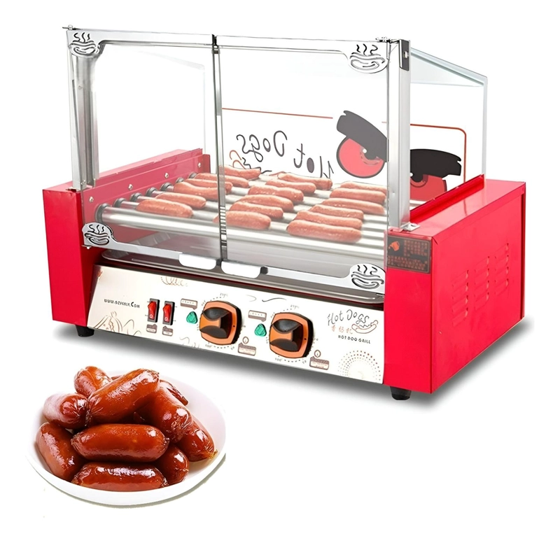 PARRILLA HOT DOG ROSTIZADOR VIENESAS CALENTADOR PAN 7 ROLLER - 1