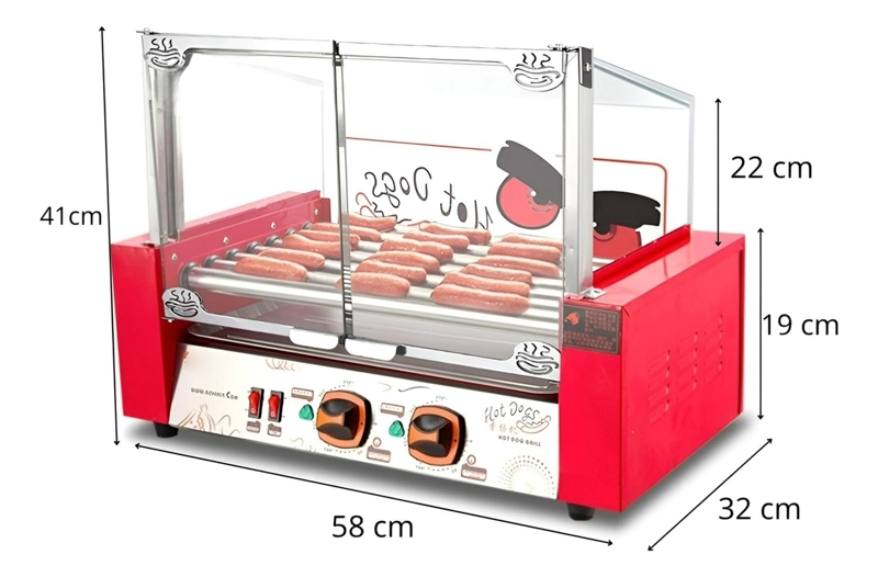 PARRILLA HOT DOG ROSTIZADOR VIENESAS CALENTADOR PAN 7 ROLLER - 3