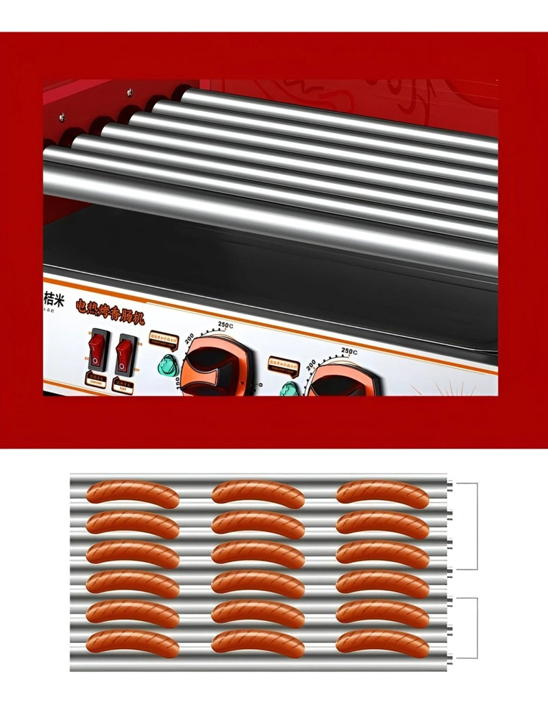 PARRILLA HOT DOG ROSTIZADOR VIENESAS CALENTADOR PAN 7 ROLLER - 4