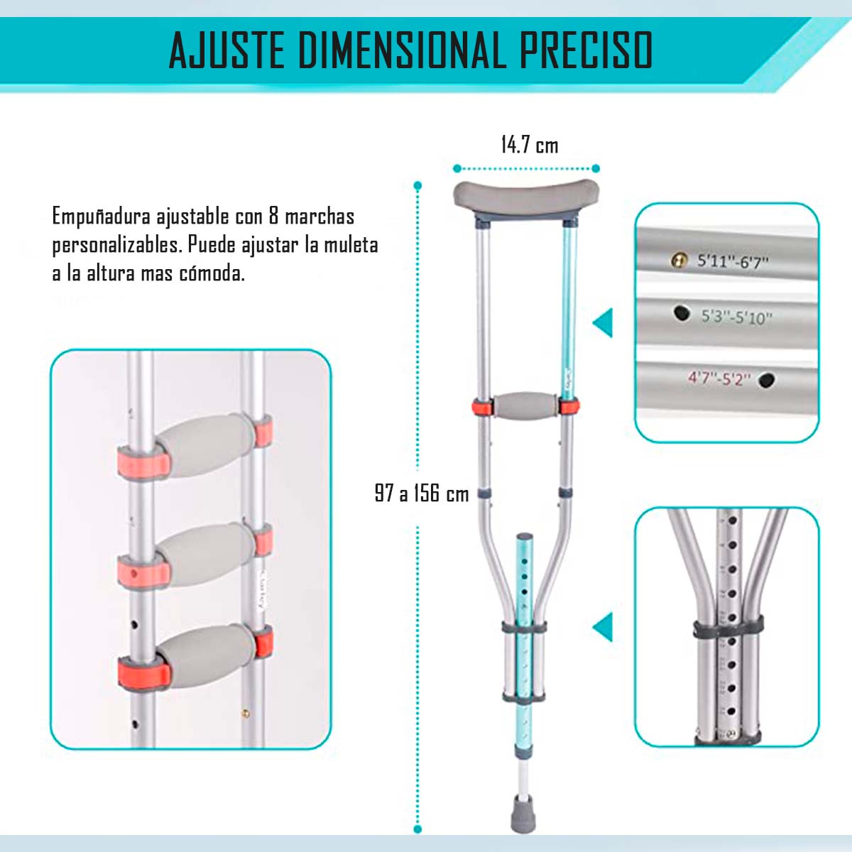 MULETAS ORTOPÉDICAS ALTURA REGULABLE PLEGABLES - 7