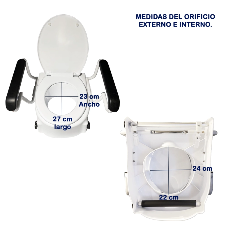 Alza Bañó Con Apoyabrazos Y Tapa Asiento Wc Fijación Externa - 5