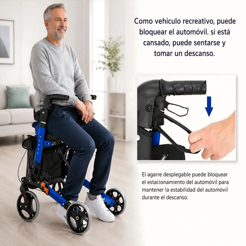Andador Burrito Ortopedico Plegable Adulto 4 Ruedas Asiento - 5