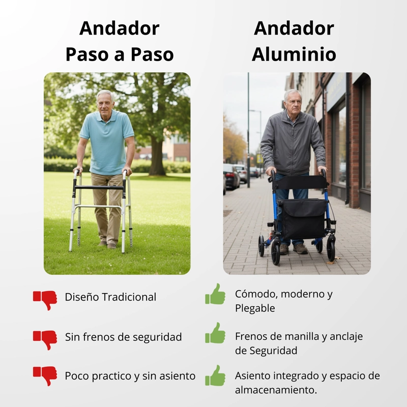 Andador Burrito Ortopedico Plegable Adulto 4 Ruedas Asiento - 6