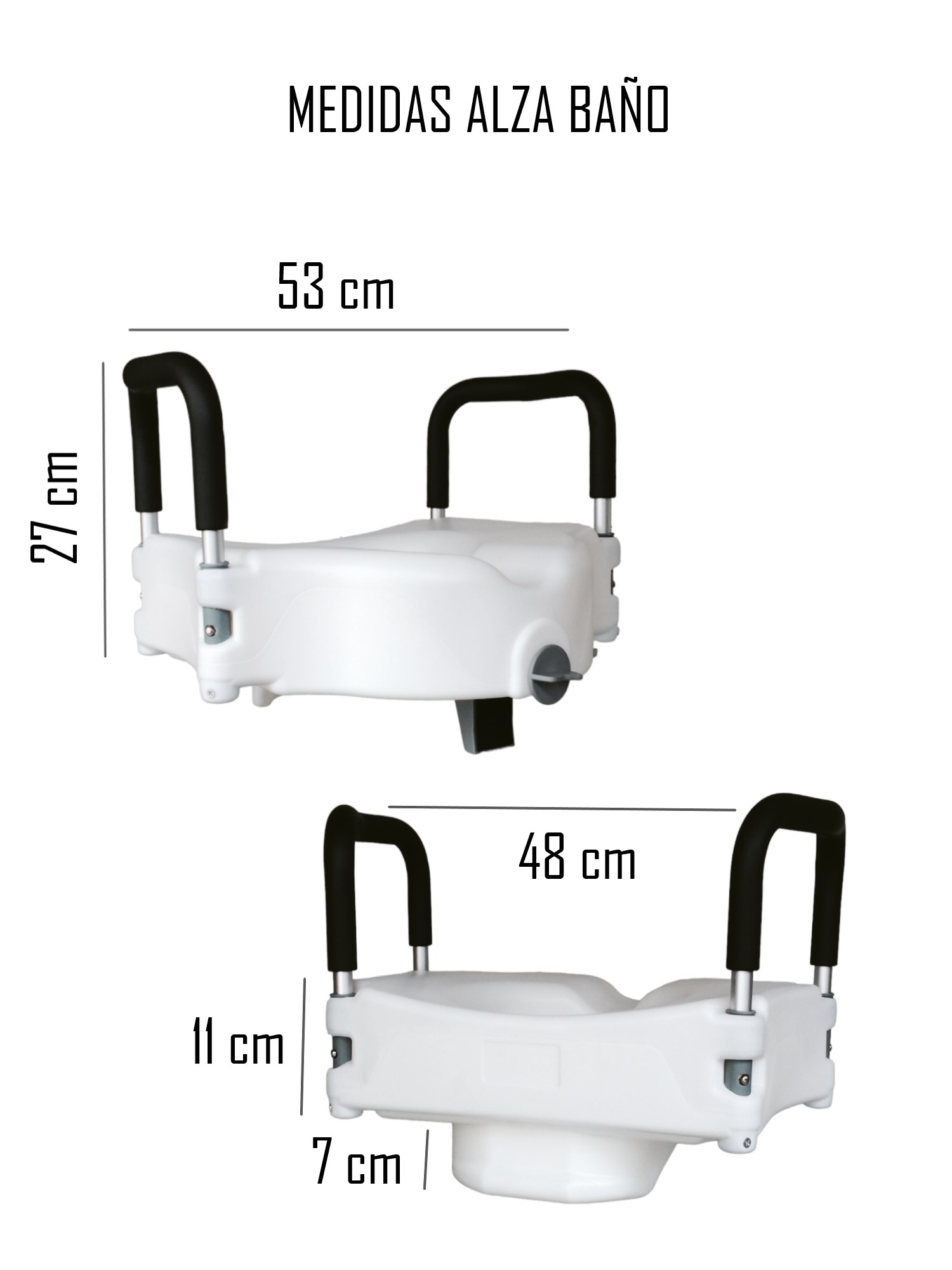 ALZA BAÑO CON APOYA BRAZOS DESMONTABLES PORTÁTIL - 2