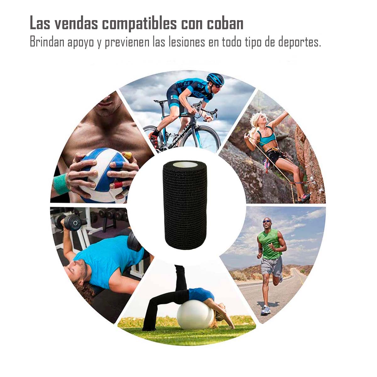 VENDA AUTOADHERENTE COMPATIBLE CON COBAN 7.5CMX4.5MT - 1 UND NEGRA - 1
