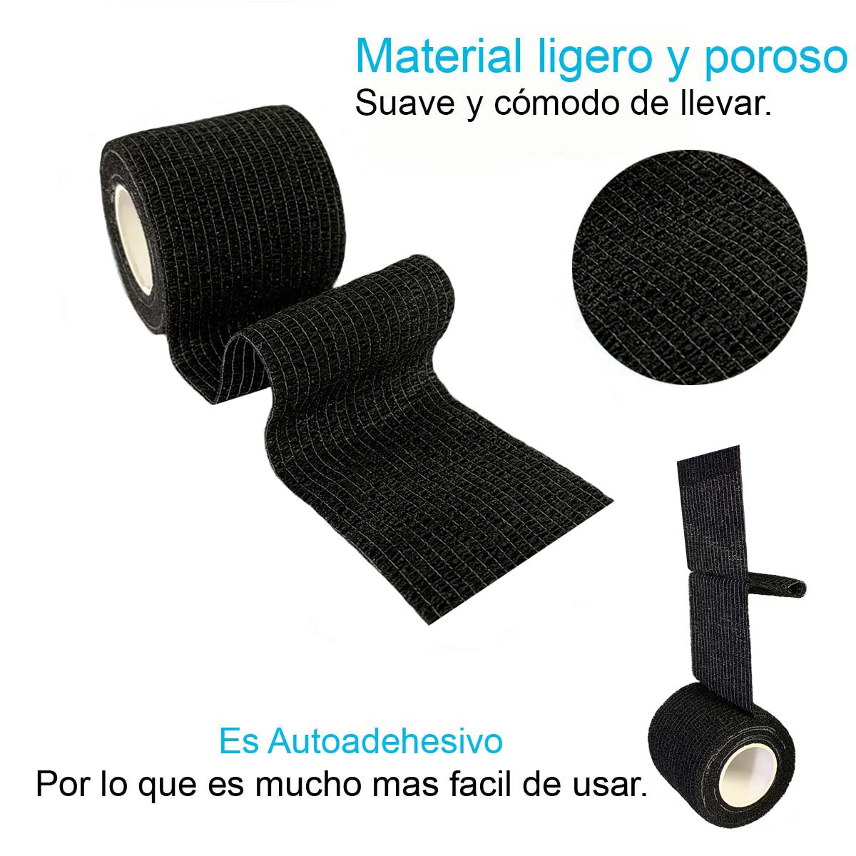 VENDA AUTOADHERENTE COMPATIBLE CON COBAN 7.5CMX4.5MT - 1 UND NEGRA - 2
