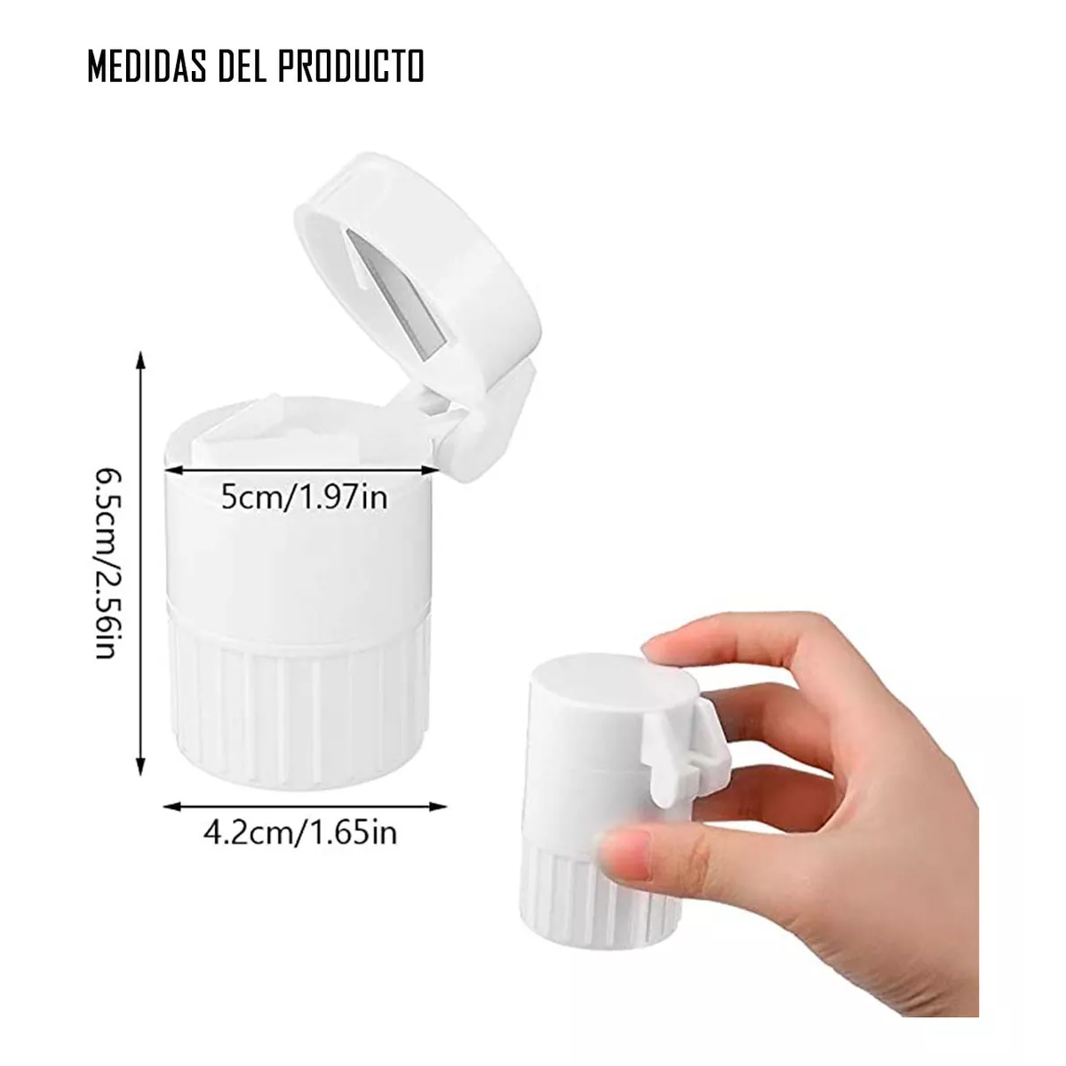 PASTILLERO CONTENEDOR CORTADOR Y MOLEDOR PORTATIL 4 EN 1 - 4