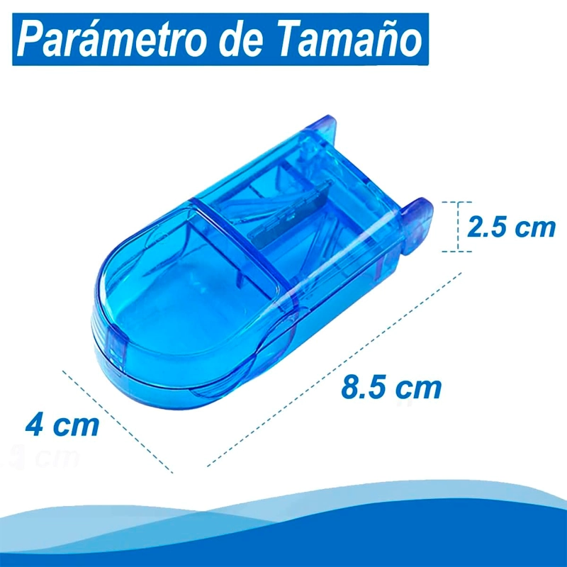 PASTILLERO ORGANIZADOR CORTADOR DIVISOR DOSIFICADOR PASTILLA AZUL - 5