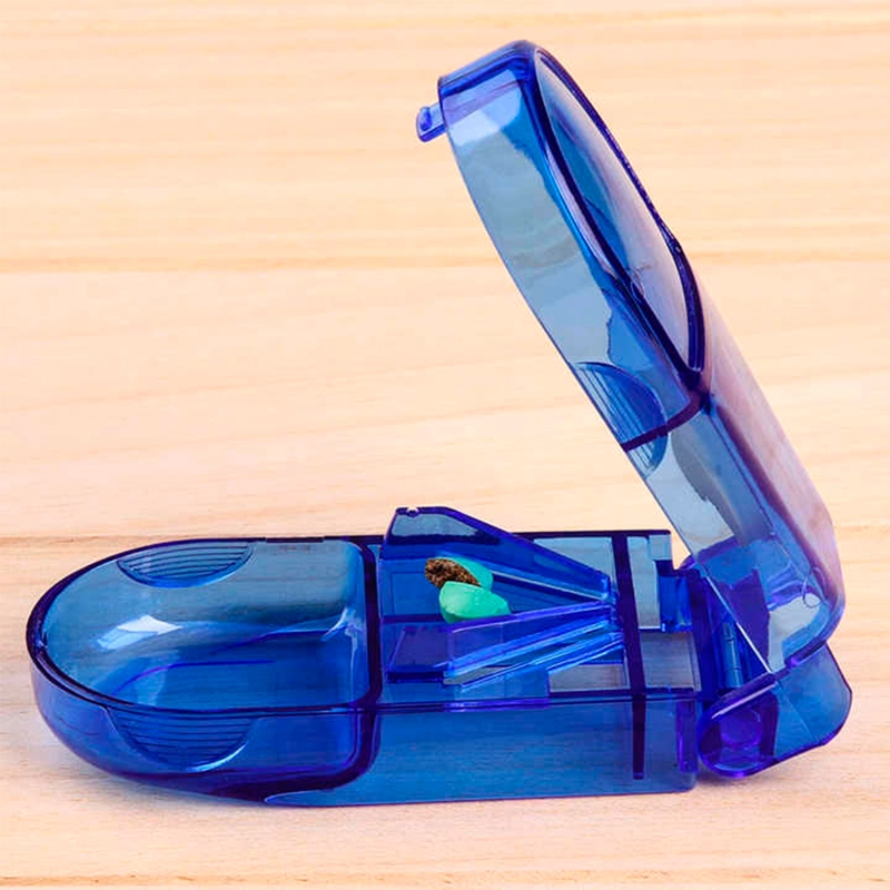 PASTILLERO ORGANIZADOR CORTADOR DIVISOR DOSIFICADOR PASTILLA AZUL - 7