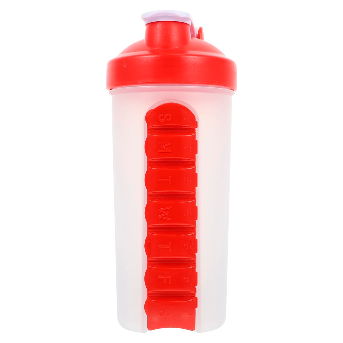 BOTELLA DE AGUA 600ML + PASTILLERO ORGANIZADOR SEMANAL ROJO - 3