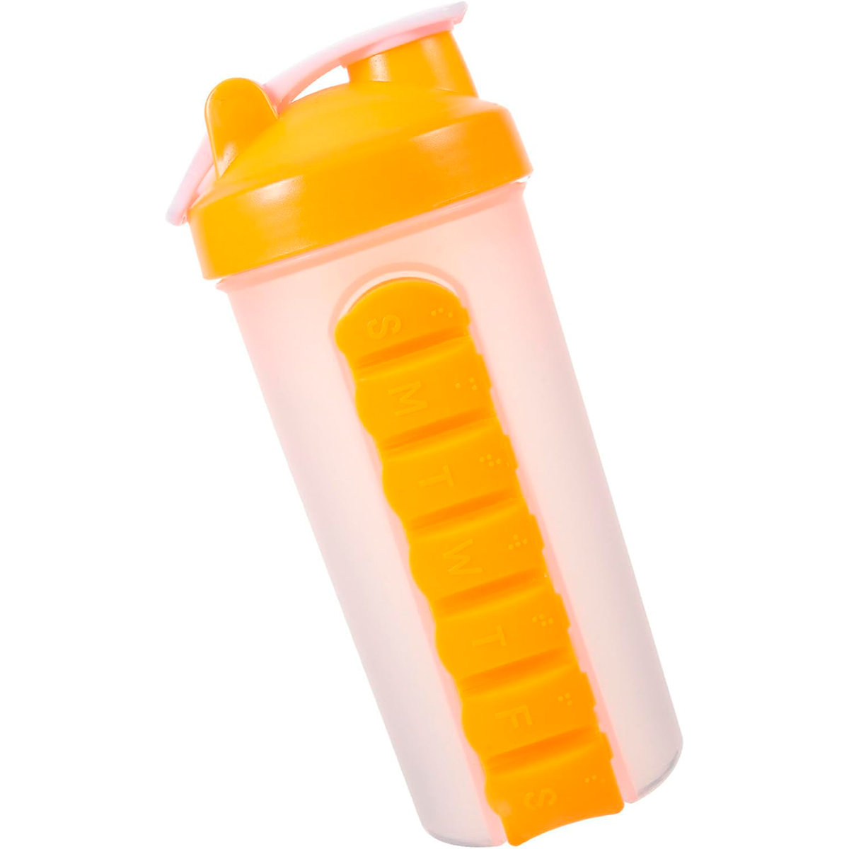 BOTELLA DE AGUA 600ML + PASTILLERO ORGANIZADOR SEMANAL AMARILLO - 7