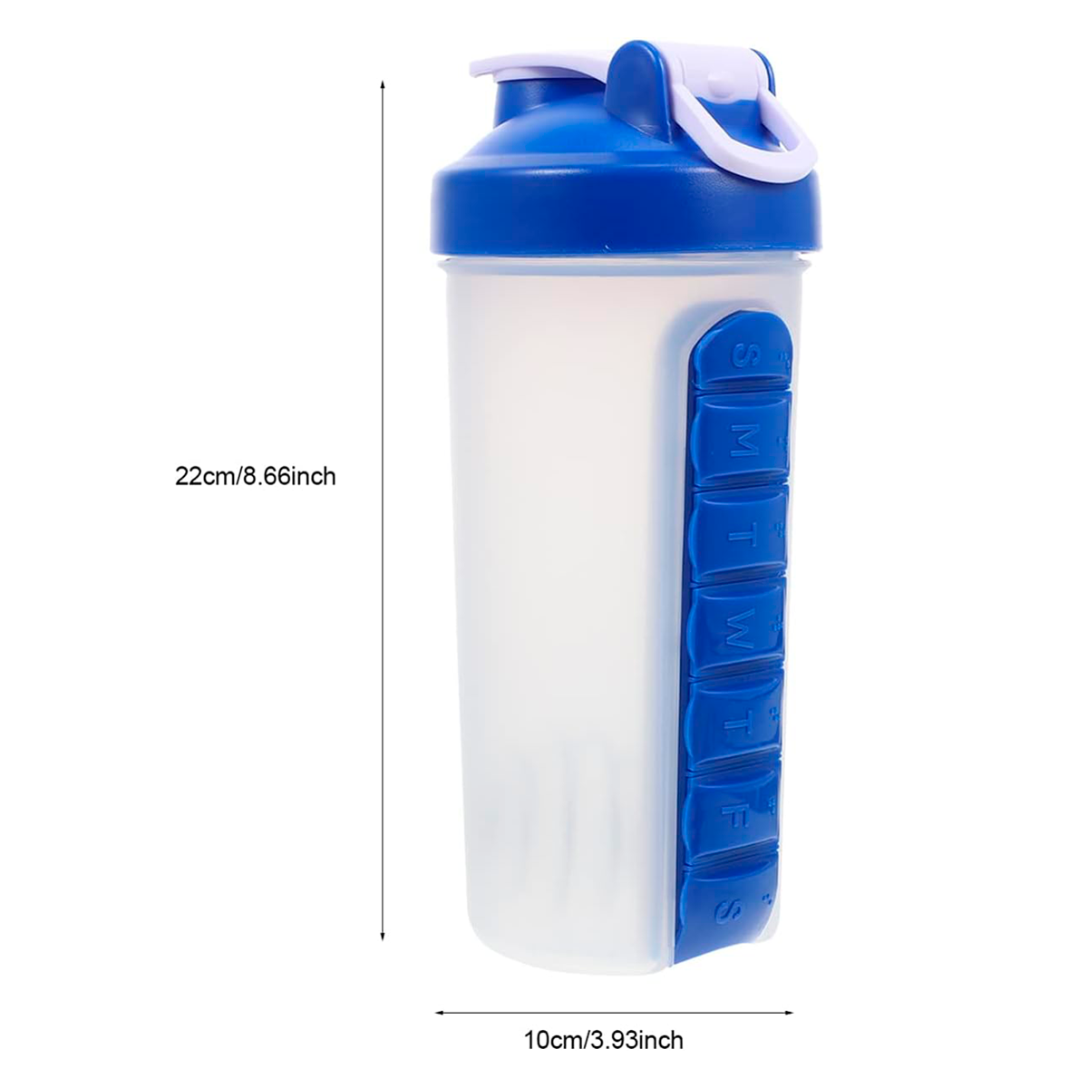 BOTELLA DE AGUA 600ML + PASTILLERO ORGANIZADOR SEMANAL AZUL - 5