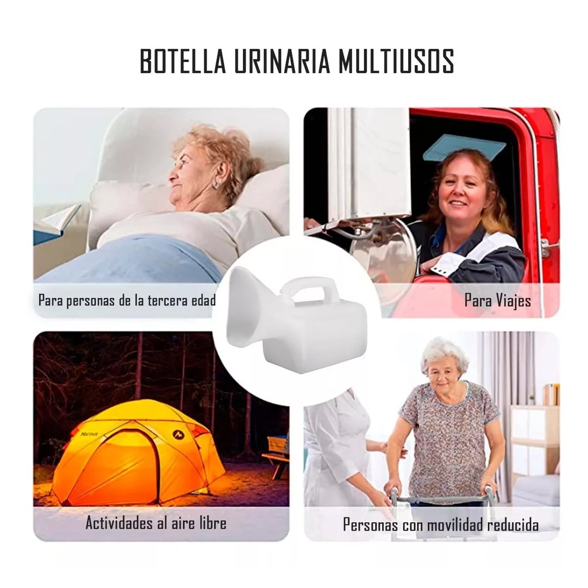 PATO URINARIO FEMENINO CUELLO CORTO PORTATIL 1 LT PLASTICO - 2