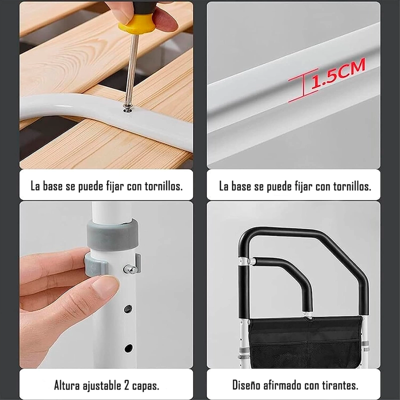 BARANDA BARRA SEGURIDAD PARA CAMA ADULTO MAYOR DOBLE AGARRE - 5