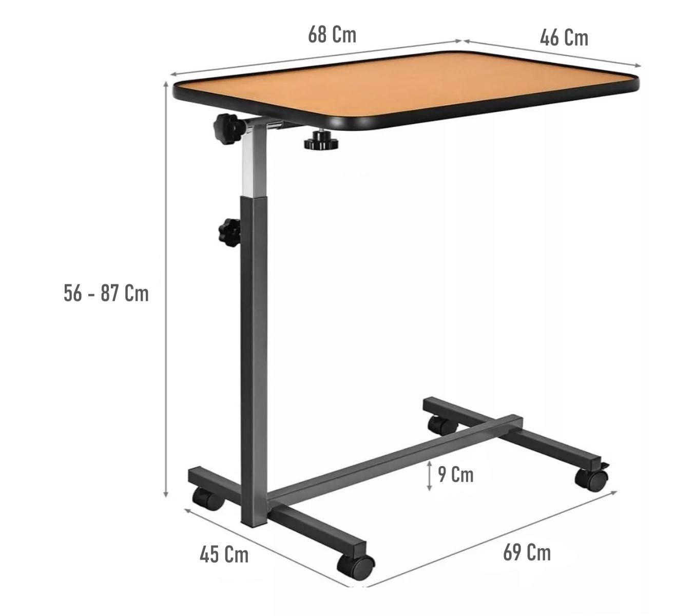 MESA RECLINABLE LATERAL 1101A HOSPITALARIO CAMA ALTURA AJUSTABLE - 2