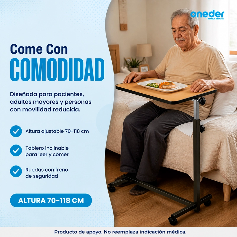 MESA RECLINABLE LATERAL 1101A HOSPITALARIO CAMA ALTURA AJUSTABLE - 3