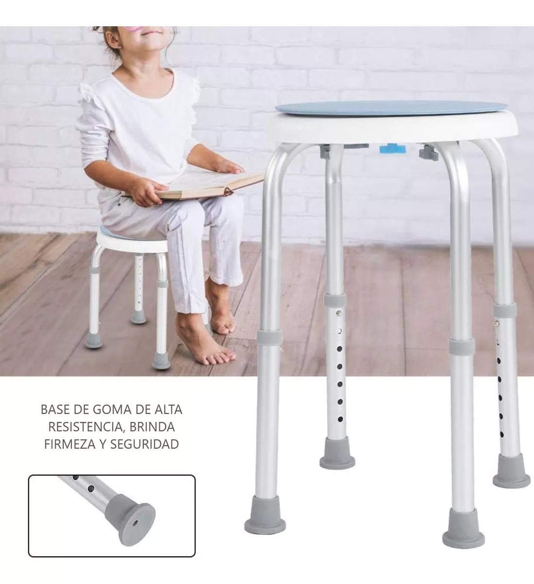 PISO SILLA DE DUCHA GIRATORIO REDONDO ALTURA AJUSTABLE 103C - 4