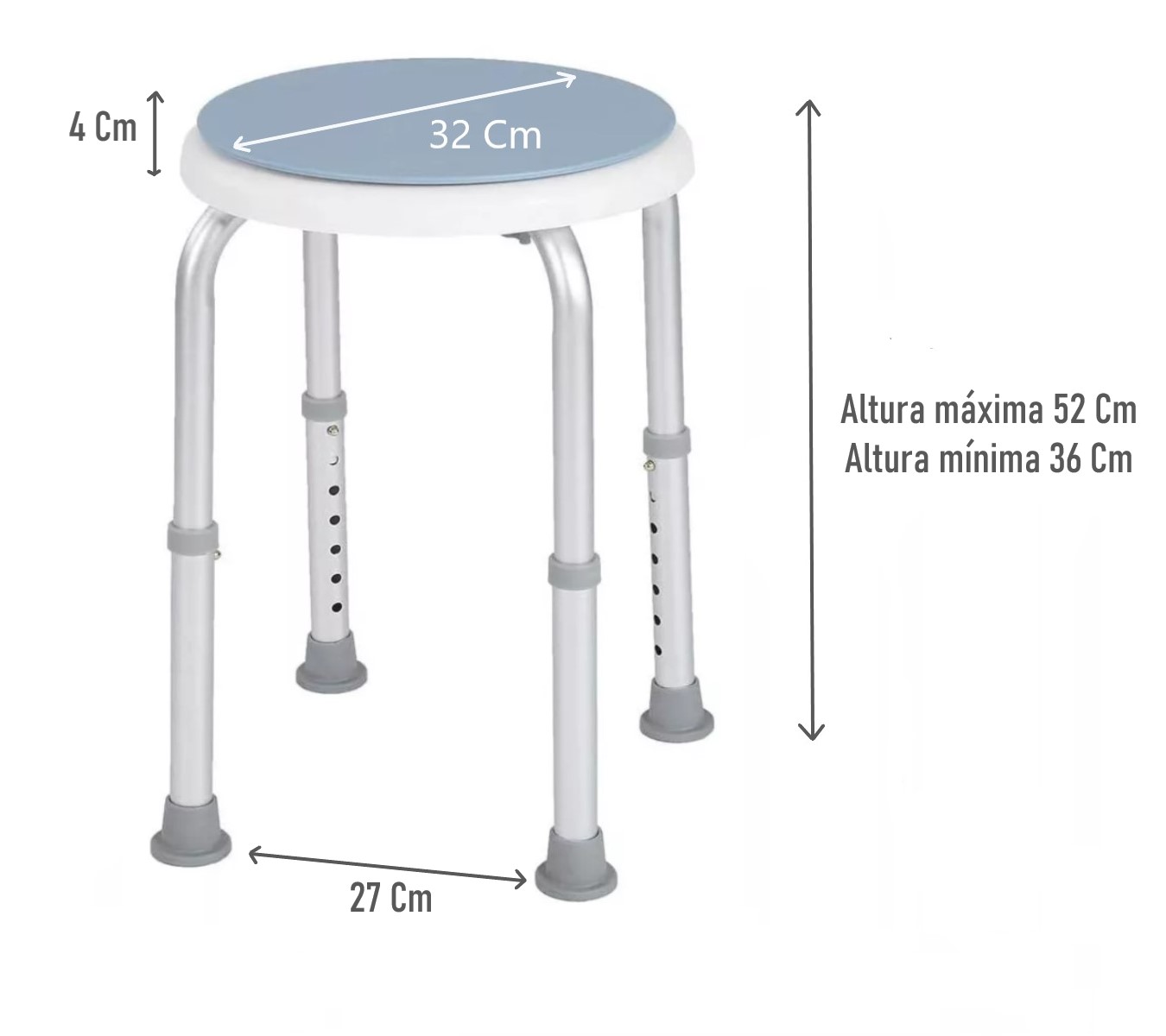 PISO SILLA DE DUCHA GIRATORIO REDONDO ALTURA AJUSTABLE 103C - 6