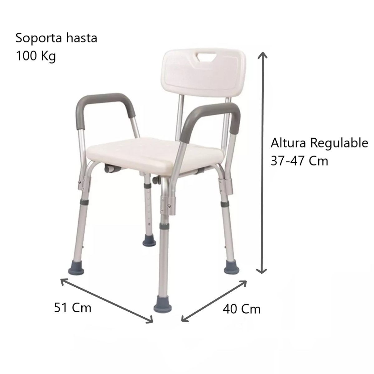 SILLA DE DUCHA PARA BAÑO CON APOYABRAZOS Y RESPALDO PORTATIL 403C - 2