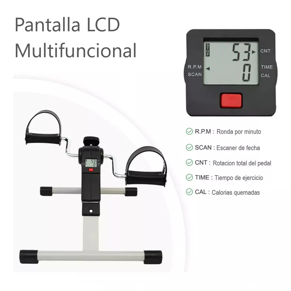 PEDALERA DE EJERCICIO 903 PANTALLA LCD EJERCITADOR PLEGABLE - 4
