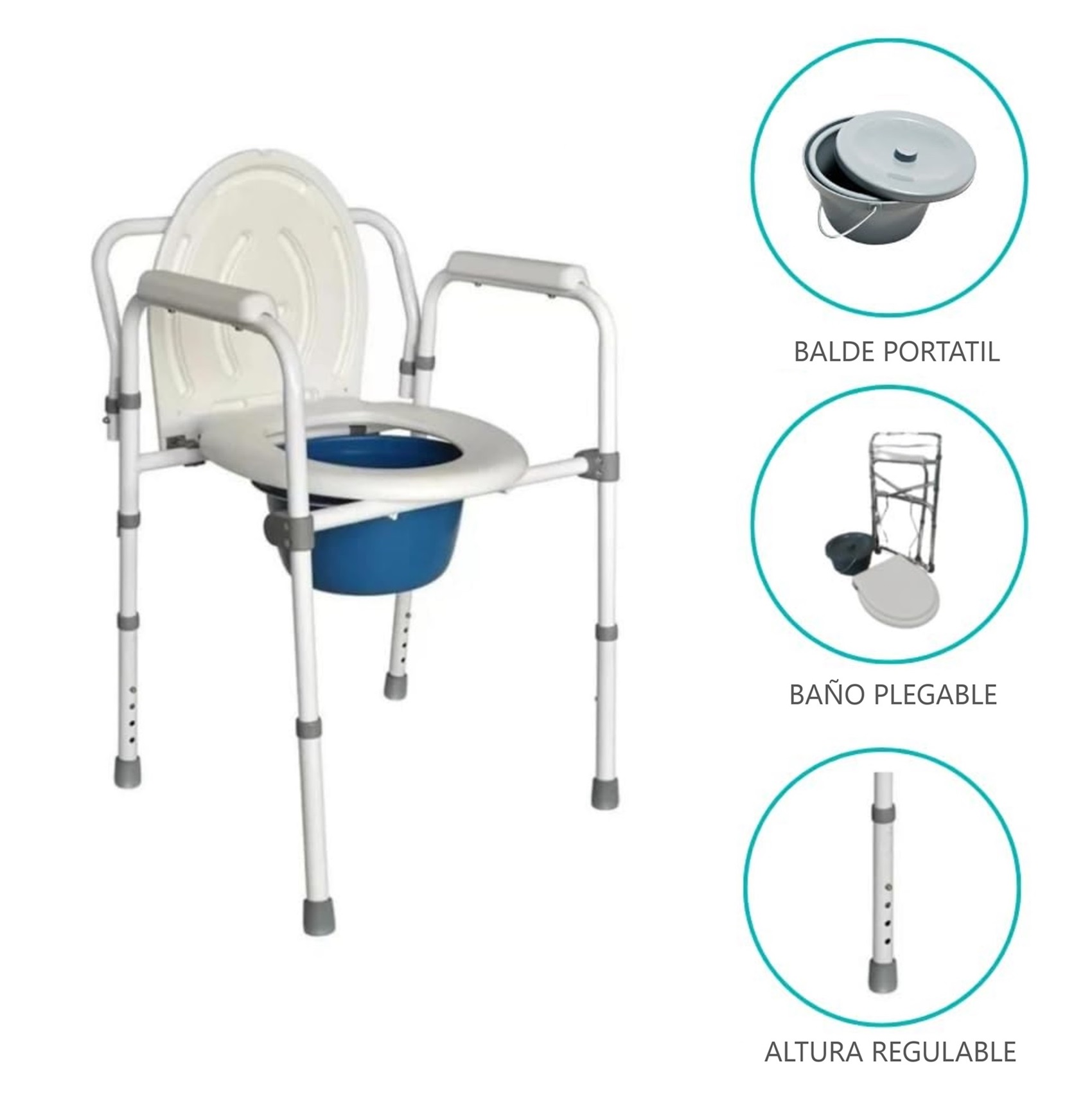 BAÑO WC PLEGABLE INODORO PORTÁTIL ALTURA REGULABLE ONEDER - 2