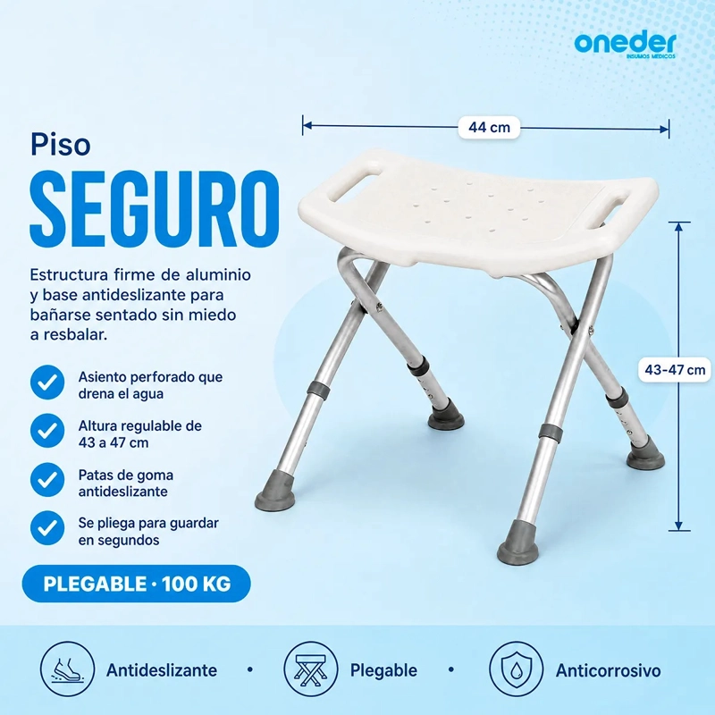 PISO O BANCA DE DUCHA PLEGABLE CON ALTURA REGULABLE - 3