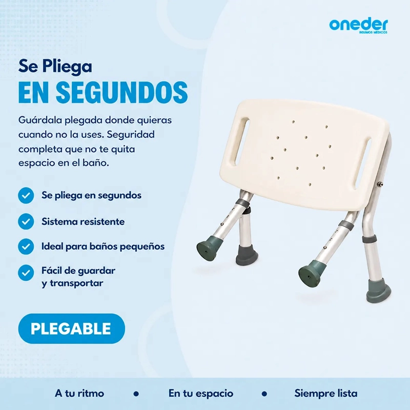 PISO O BANCA DE DUCHA PLEGABLE CON ALTURA REGULABLE - 4