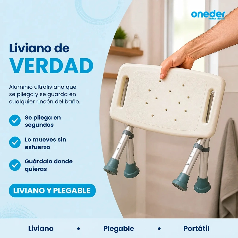 PISO O BANCA DE DUCHA PLEGABLE CON ALTURA REGULABLE - 5