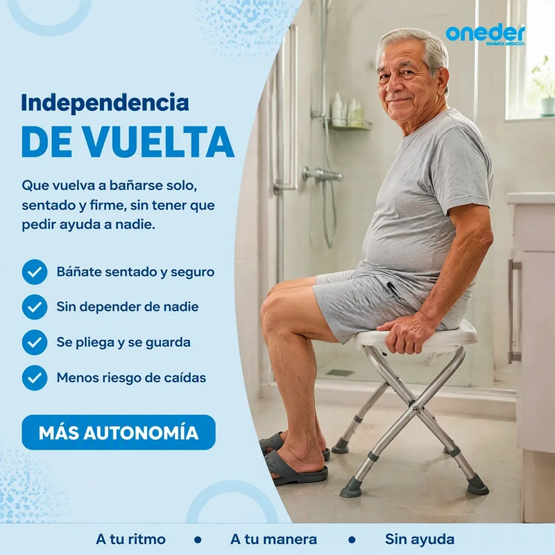 PISO O BANCA DE DUCHA PLEGABLE CON ALTURA REGULABLE - 6