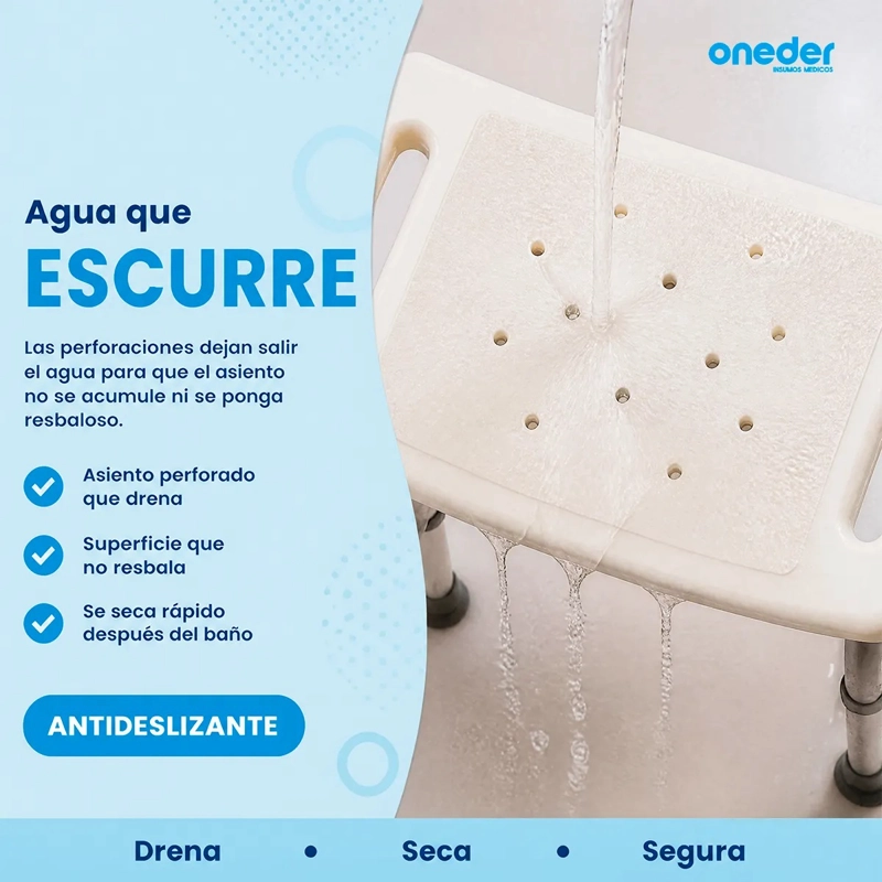 PISO O BANCA DE DUCHA PLEGABLE CON ALTURA REGULABLE - 8