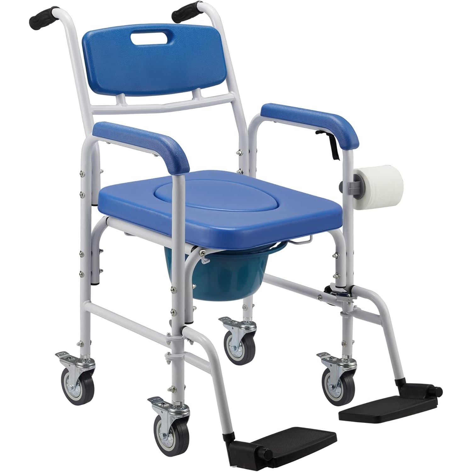 BAÑO INODORO 7002C ALUMINIO CON RUEDAS ASIENTO ACOLCHADO REPOSAPIE - 4