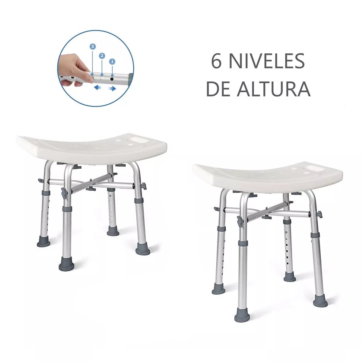 PISO SILLA DE DUCHA 201DA ALTURA AJUSTABLE BARIATRICO ALUMINIO - 3