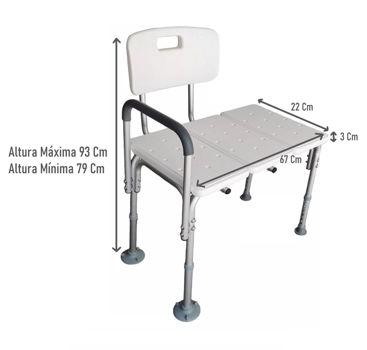 SILLA PISO DE DUCHA 502B PARA TRANSFERENCIA BAÑO TINA ALUMINIO - 2